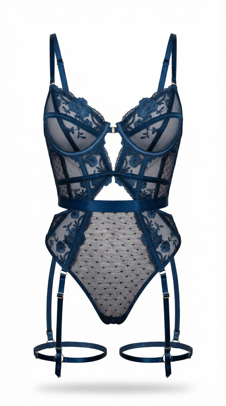 Nuit Azurée - Blue Lace Body with Thigh Straps